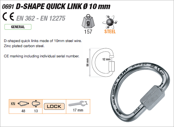 CAMP 691 - D Quick Link Steel, 10mm Dia.