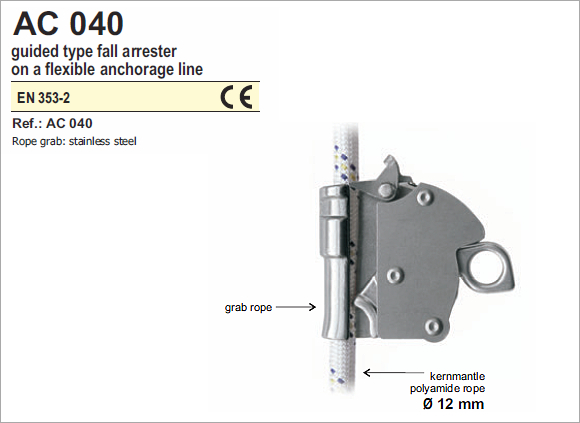 PROTEKT AC 040  - Guided Type Fall Arrester on a Flexible Anchorage Line